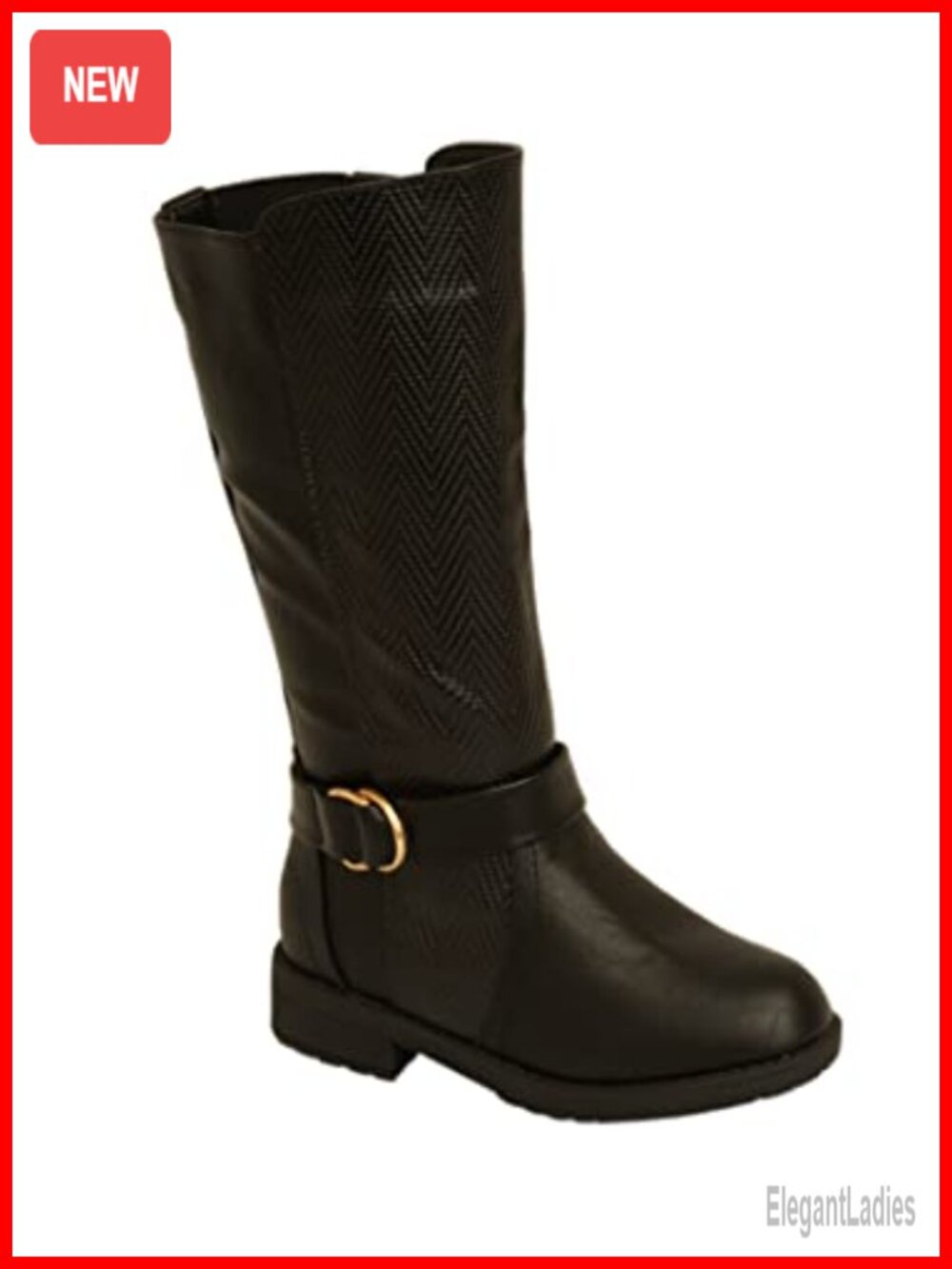 Girls Riding Boots Knee High Equestrian with Side Buckle and Zipper